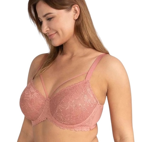 HSIA Pretty In Petals Lace Bra – Size 40DD, Light Coral - Picture 1 of 9
